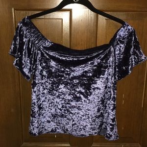 Lulu’s off the shoulder velvet top